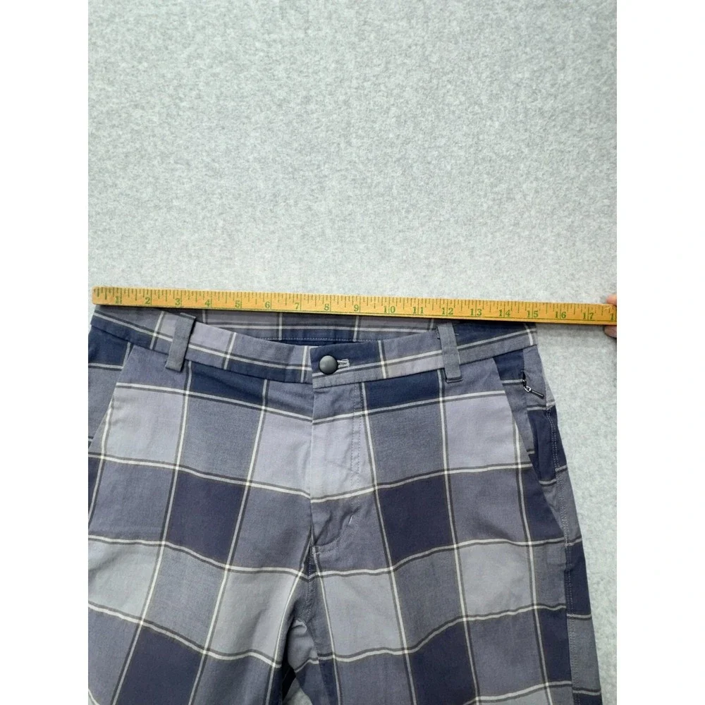 Lululemon Mens Plaid Performance Shorts *30 Navy Gray Windowpane Casual Outdoors